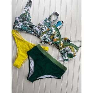 NWT Cupshe High Cut Cheeky Two Piece Bikini Swimsuit Tropical Paisley BUNDLE M